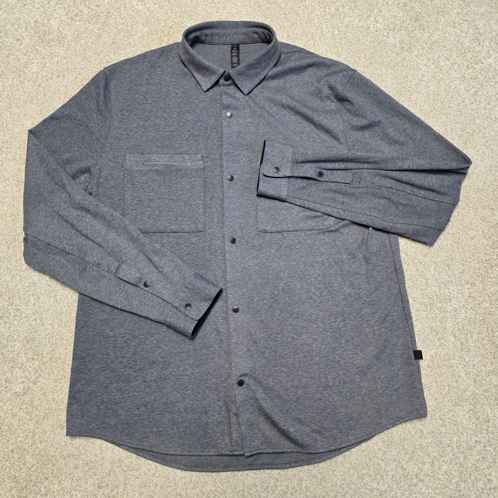 Lululemon Shirt Mens Blue Commission‎ Long Sleeve Stretch Pocket Sz XL LM3CZMS